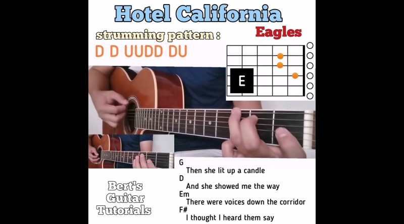 Hotel California – Eagles guitar chords w/ lyrics & strumming tutorial